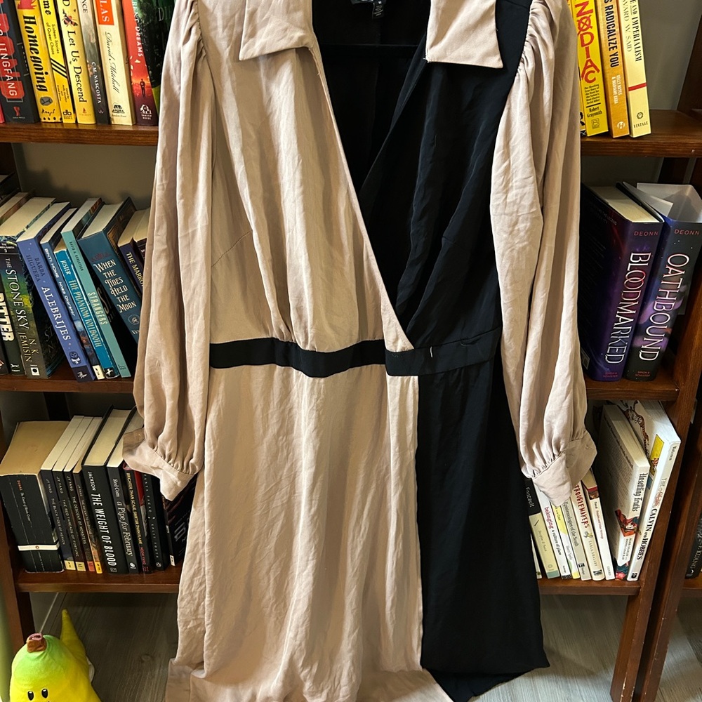 Eloquii Black and Tan Long Sleeve Dress